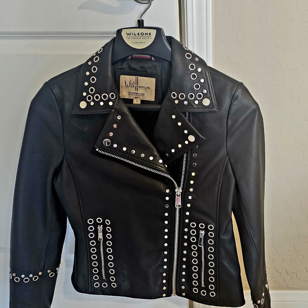 Wilson Women's Studded Black Leather Jacket UNIQUE!